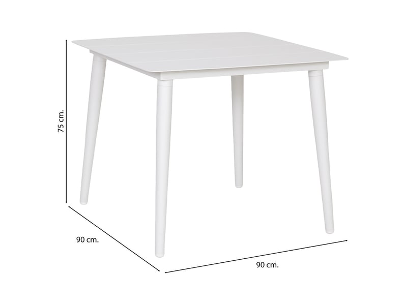  Table en aluminium blanc 90x90x75 cm  - Conforama C
