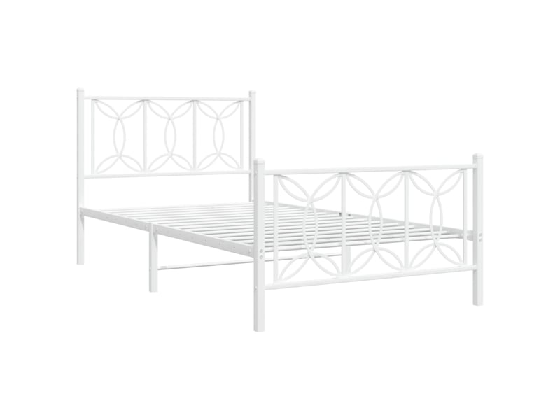  Lit simple- lit adulte -  cadre de lit métal sans matelas et pied de lit blanc 100x200 cm  - Conforama B