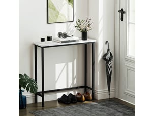 Table console 75x24x76 cm design fin panneau de particules et métal noir