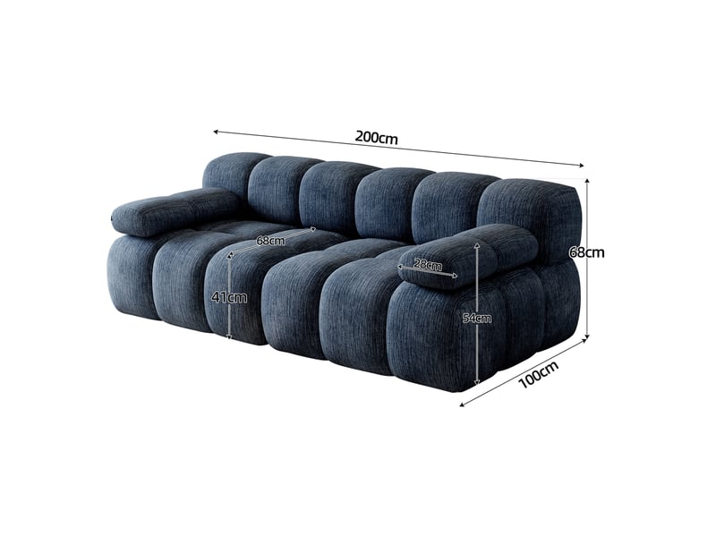  Canapé droit 2 places en chenille 200 cm bleu homvra  - Conforama E