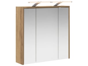 Armoire miroir salle de bain, meuble de rangement chêne artisan shl6288