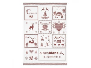 Torchon de cuisine montagne rouge 50x70 cm - 100 % coton - ambiance rustique - lavable en machine