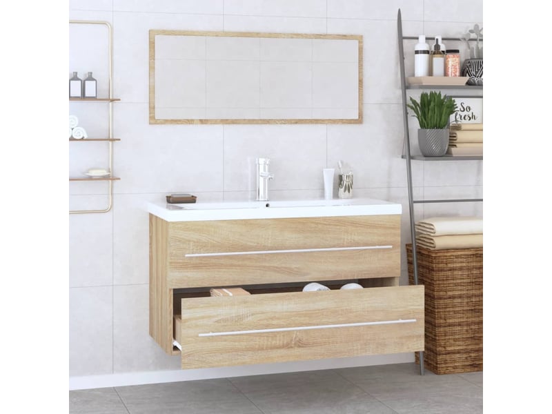  Ensemble de meubles de salle de bain 3 pcs chêne sonoma cf63733  - Conforama C