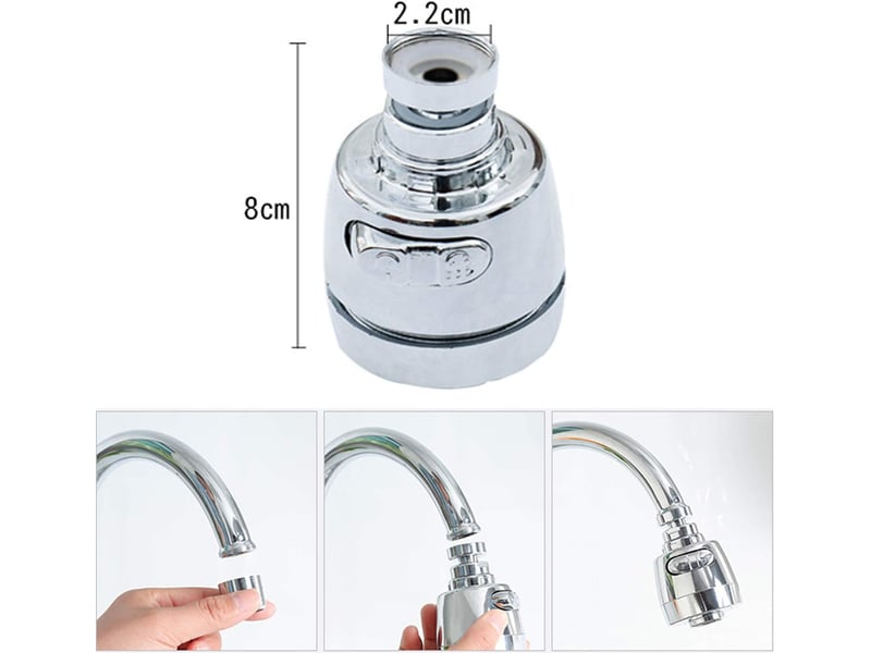  Aérateur de robinet rotatif de 360 degrés avec filtre économiseur d'eau et diffuseur de robinet - accessoire de cuisine (court)  - Conforama E