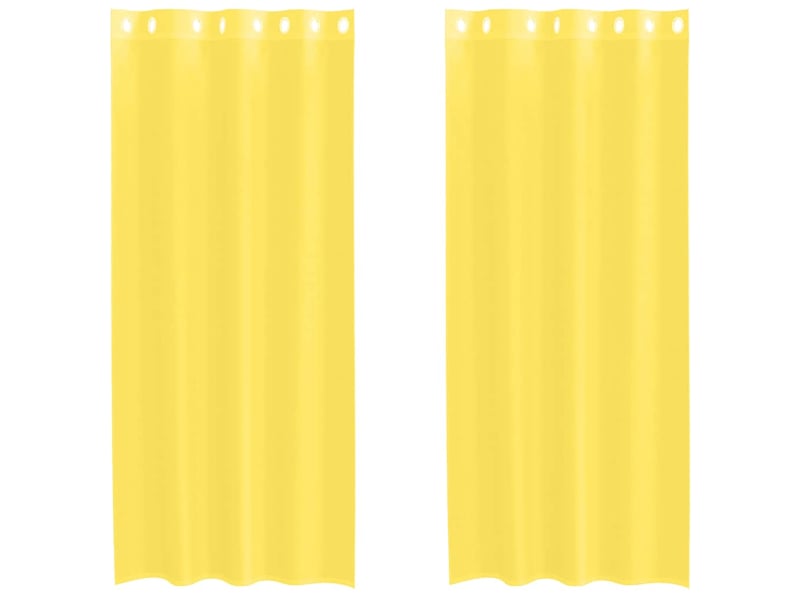  Lot de 2 rideaux en voile, voilages avec œillets jaune cf44372  - Conforama A