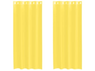 Lot de 2 rideaux en voile, voilages avec œillets jaune cf44372