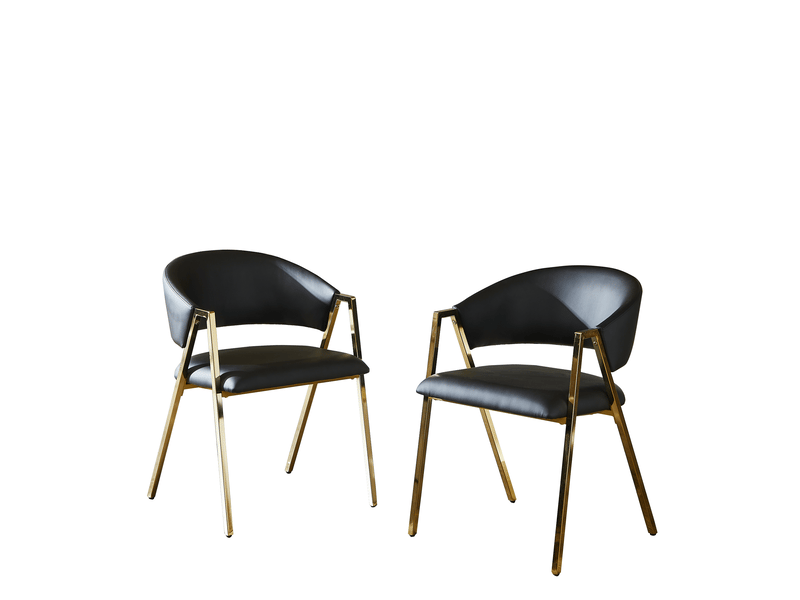  Lot de 2 chaises de salle à manger 59x56x77 cm, dossier ergonomique,  patins réglables, hydrofuge, pu, noir  - Conforama A