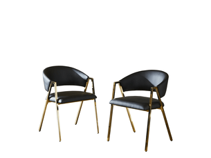 Lot de 2 chaises de salle à manger 59x56x77 cm, dossier ergonomique,  patins réglables, hydrofuge, pu, noir