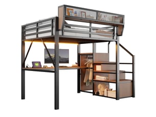 Lit mezzanine 140x200 cm <strong>OKWISH</strong>  <strong></strong> coloris noir