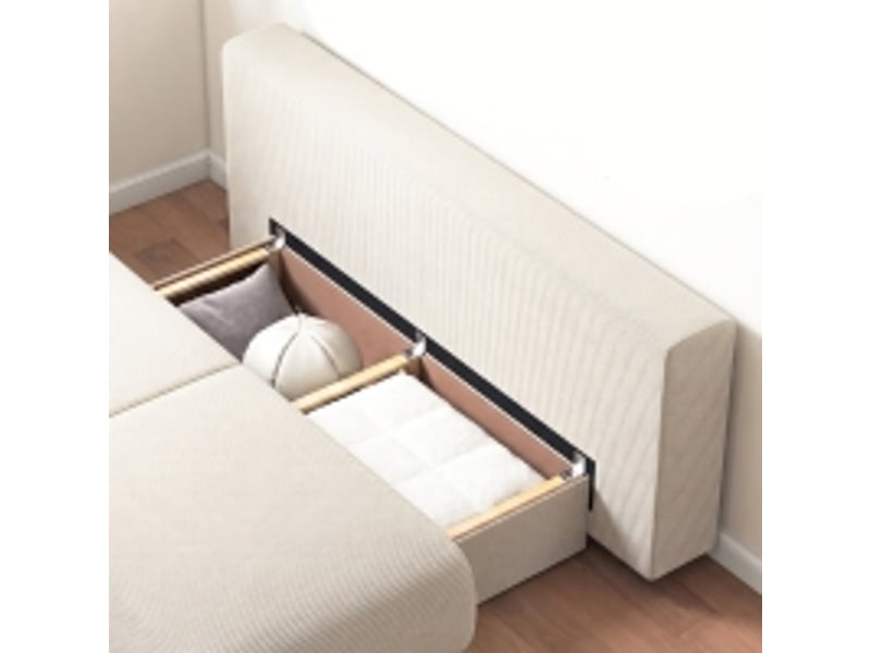 Canapé convertible avec coffre de rangement, banquette clic clac lit 2-3 places pour salon, et revêtement velours côtelé 188x100x84 cm, beige - Conforama D