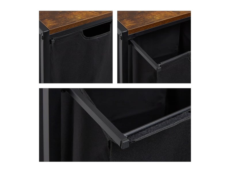  Meuble à linge pratique avec sacs amovibles rangement 120 x 60 x 30 cm en bois noir 13_0014703  - Conforama B