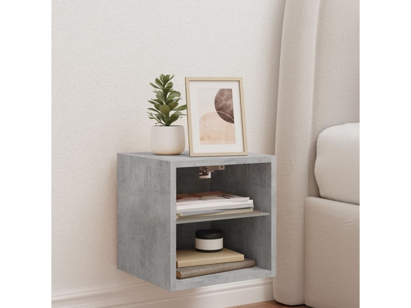  Meuble tv - banc tv - meuble de rangement mural avec lumières led gris béton 30x28,5x30 cm  - Conforama D