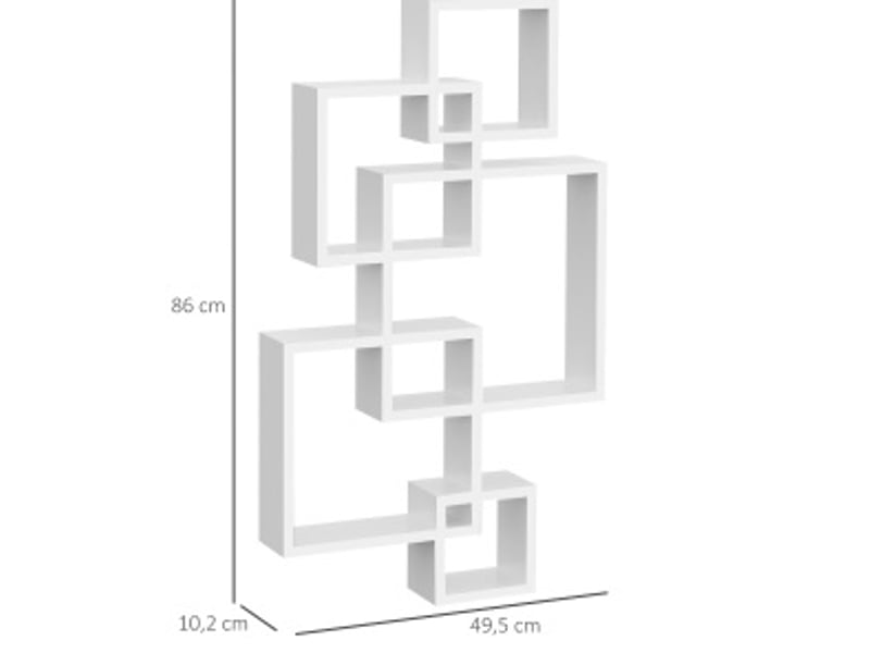  Rangement mural 49,5x10,2x86 cm 5 cubes et 9 compartiments bois blanc  - Conforama E