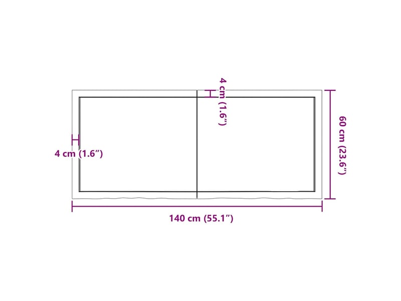 Comptoir de salle de bain, plan de travail marron 140x60x(2-4) cm bois traité cf65795 - Conforama E