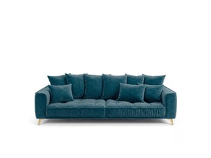 Canapé droit altamo en velours bleu pétrole - 4 places