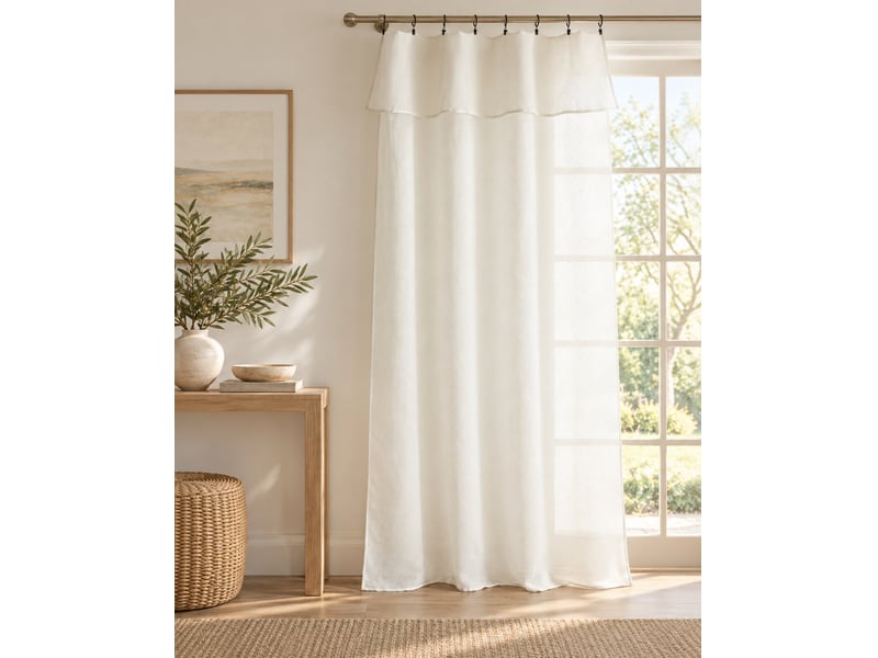 Rideau ajustable + 8 anneaux pince 140 x 270 cm polyester effet bouclette elda ivoire 15667 - Conforama B