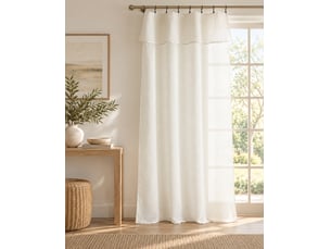 Rideau ajustable + 8 anneaux pince 140 x 270 cm polyester effet bouclette elda ivoire
