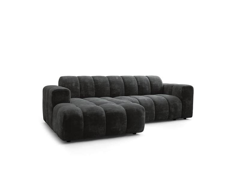 Canapé d'angle tisi, tissu chenille noir - Conforama A