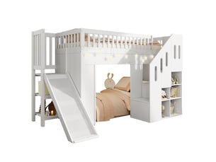 Lit mezzanine 90x200 cm <strong>HAVRYA</strong>  <strong></strong> coloris blanc