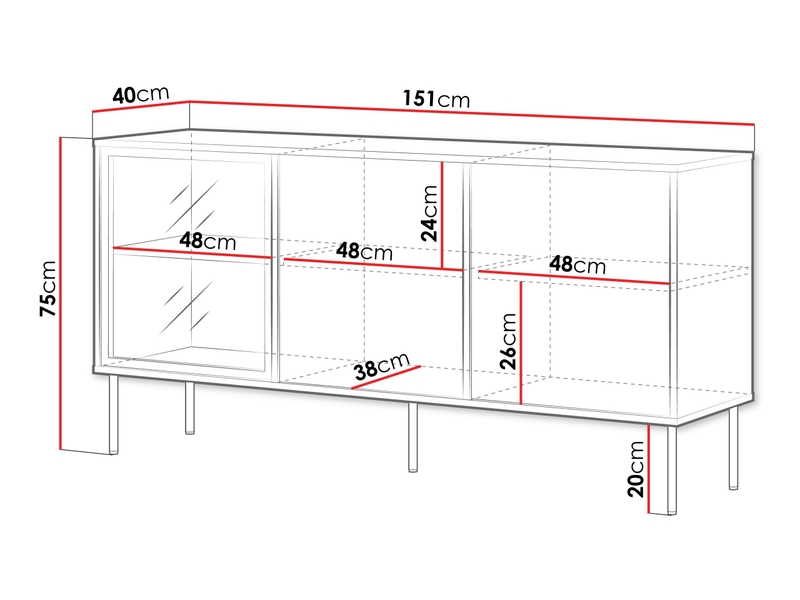  Buffet merevai 101, stratifié, 75x151x40cm  - Conforama E