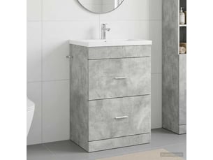 Meuble sous lavabo de salle de bain, commode gris béton shl6695