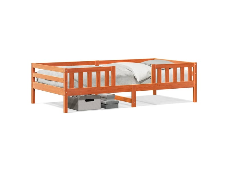  Lit simple- lit adulte -  cadre de lit sans matelas  marron 100x200cm bois pin massif  - Conforama A