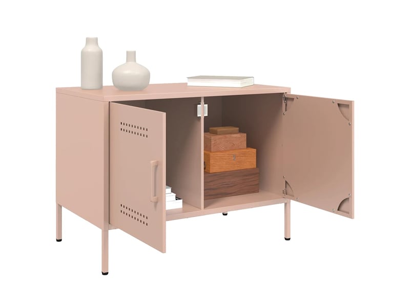  Lot de 2 meuble tv bas salon rose 68x39x50,5 cm acier shl58778  - Conforama E