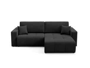 Canapé d'angle réversible convertible 4 places Tissu noir avec coffre de rangement
