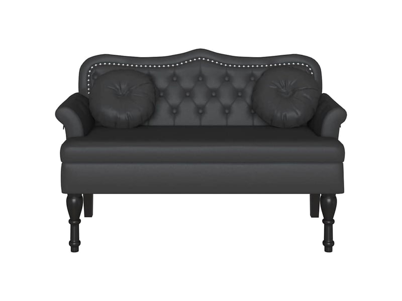 Banc chesterfield, canapé 2 places noir 120,5x65x75 cm simili cuir - Conforama D