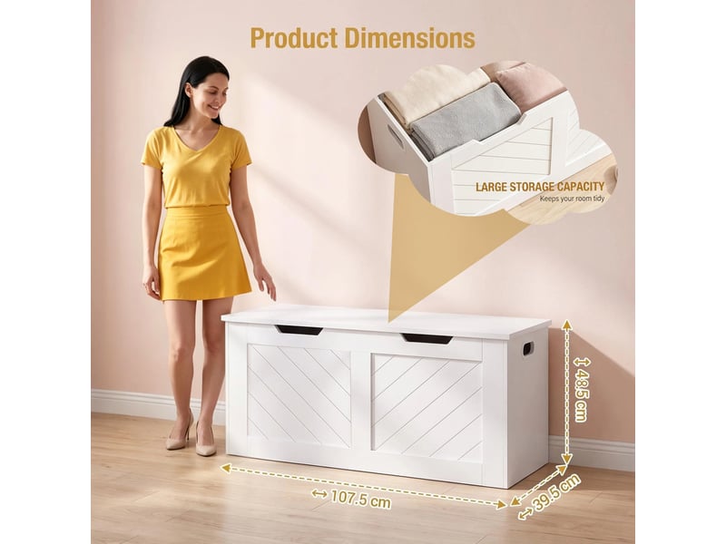  Banc de rangement blanc au style minimaliste, banc de rangement multifonction, pour entrée  - Conforama C
