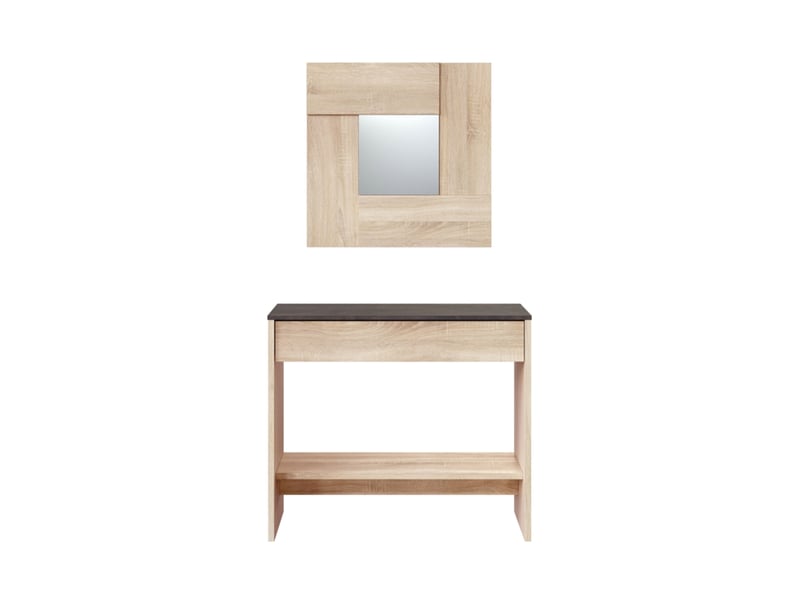  Console d'entrée 1 tiroir et miroir 92x33x79 cm chêne  - Conforama C