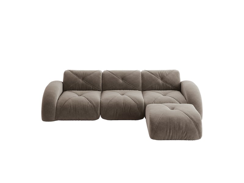  Canapé d'angle, canapé modulable – avec repose-pieds, taupe, 3 places, sans montage, base antidérapante  - Conforama B
