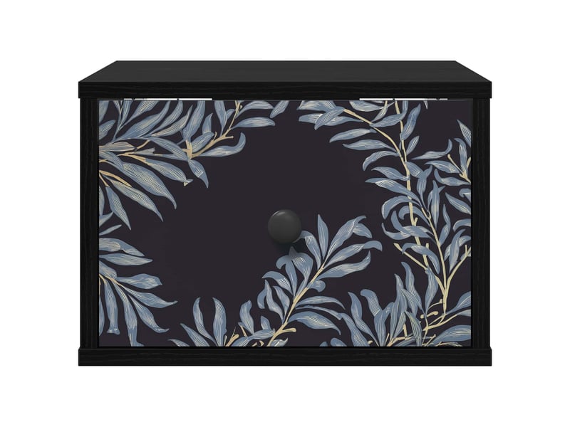  Table de chevet - cabinet de chevet - table de nuit mural dokkum chêne noir 36 x 33 x 25 cm  - Conforama C