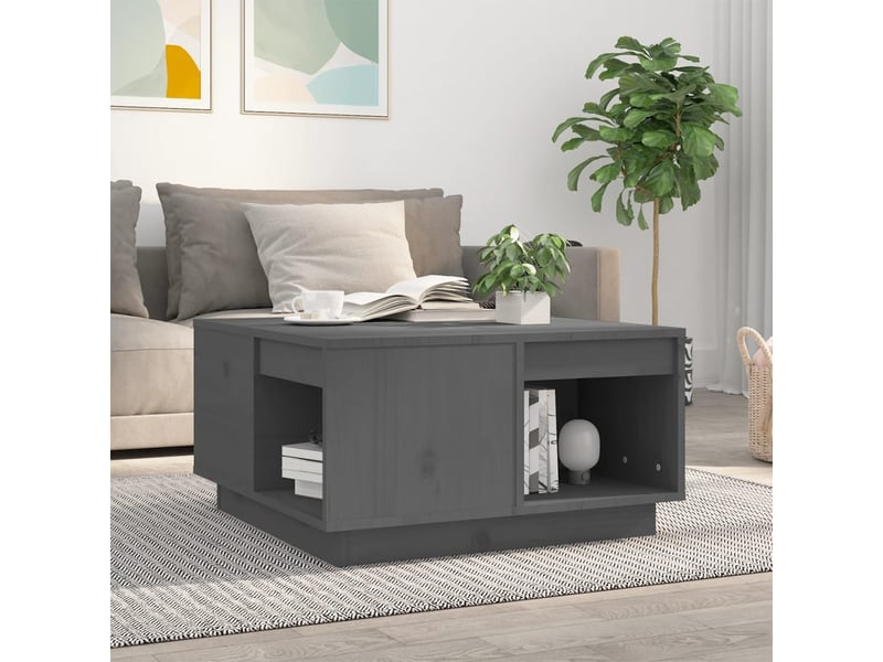  Table basse | table de salon gris 60x61x32,5 cm bois massif de pin  - Conforama B