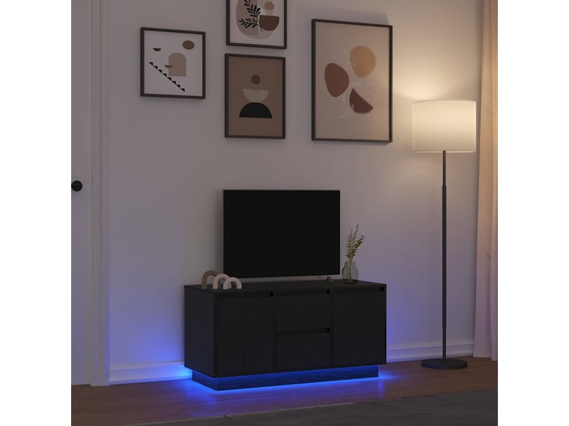  Meuble tv - banc tv - meuble de rangement avec lumières led chêne noir 100x41x50 cm  - Conforama B