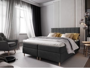 Lit avec rangement 180x200 cm <strong>MASSENO</strong> <strong></strong> coloris gris