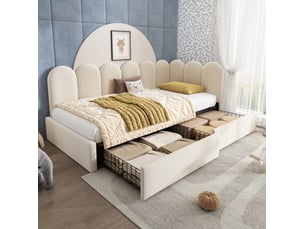 Lit banquette 90x190 cm <strong>COVREO </strong>  <strong></strong> coloris beige