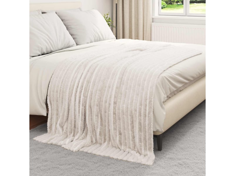 Couverture jetée de canapé 6 pcs crème 200x150 cm 4.75 kg polaire - Conforama C