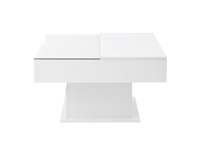  Table basse relevable haute-brillance led - hauteur ajustable, rangements modulables, design moderne pour salon  - Conforama A