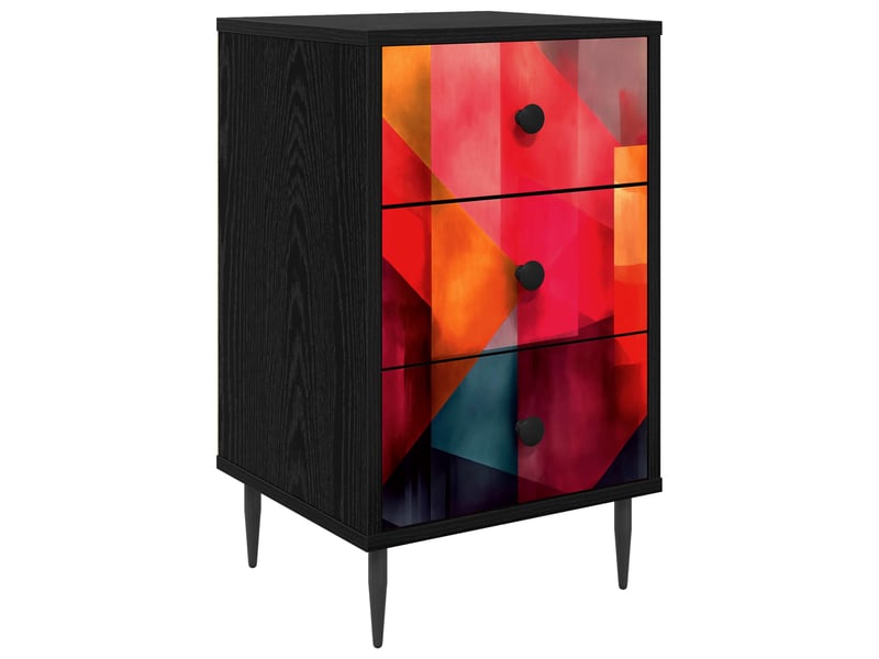  Table de chevet - cabinet de chevet - table de nuit heesch chêne noir 36 x 33 x 61 cm  - Conforama A