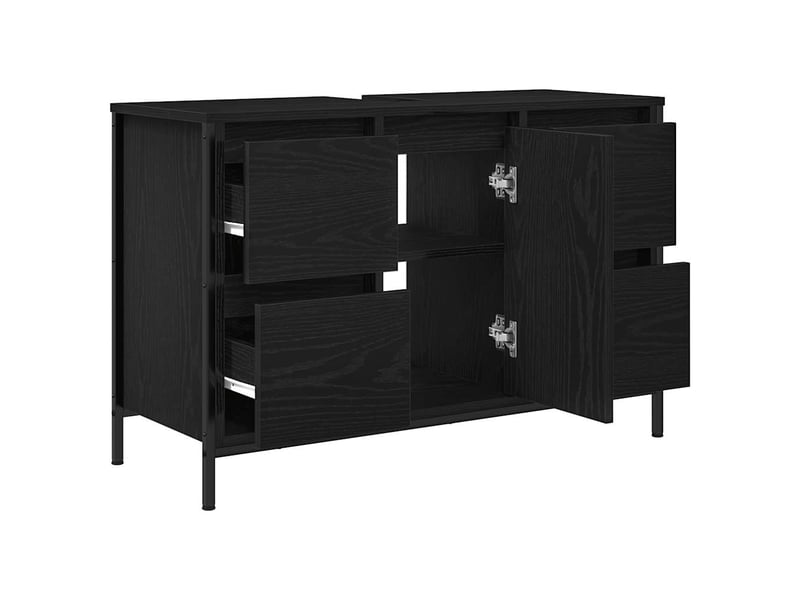  Meuble sous-évier, meuble de rangement avec tiroirs chêne noir 90x34.5x60 cm  - Conforama E