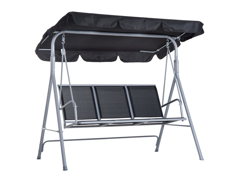 Balancelle de jardin 3 places 171x108x154 cm – gris – toit réglable et amovible, structure acier, charge 240 kg