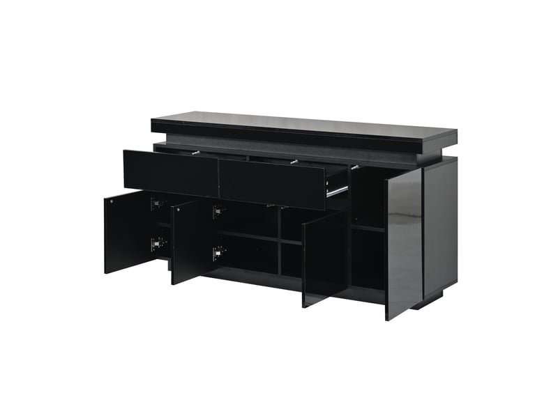  Buffet bas 140x35x72,5 cm noir avec 2 tiroirs, 4 portes, led rgb Fay Lum - Conforama D
