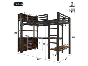 Lit mezzanine 90x200 cm <strong></strong> <strong>Radiant Stride</strong> coloris noir