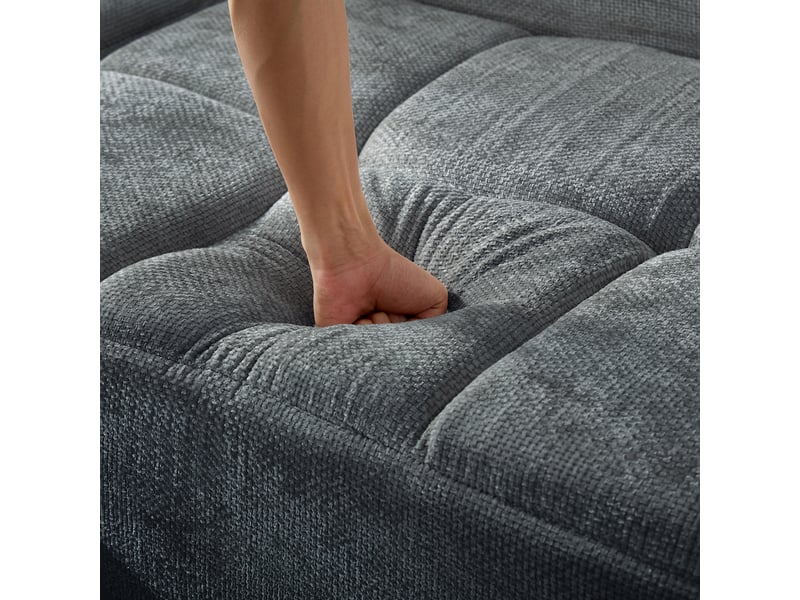 Canapé d'angle bleu 4 places en tissu chenille doux - largeur de 263 cm avec accoudoirs arrondis  - Conforama W