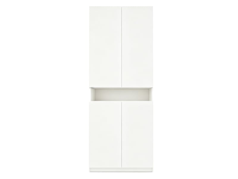  Armoire avec 2 portes, niche centrale led et grand espace de rangement pour chambre, en mdf blanc, 70 × 55 × 180 cm  - Conforama E