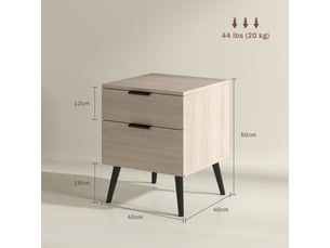 Lot de 2 tables de chevet à tiroirs 40 x 40 x 50 cm rangement optimisé stabilité scandinave contemporain en bois chêne 21_0001616