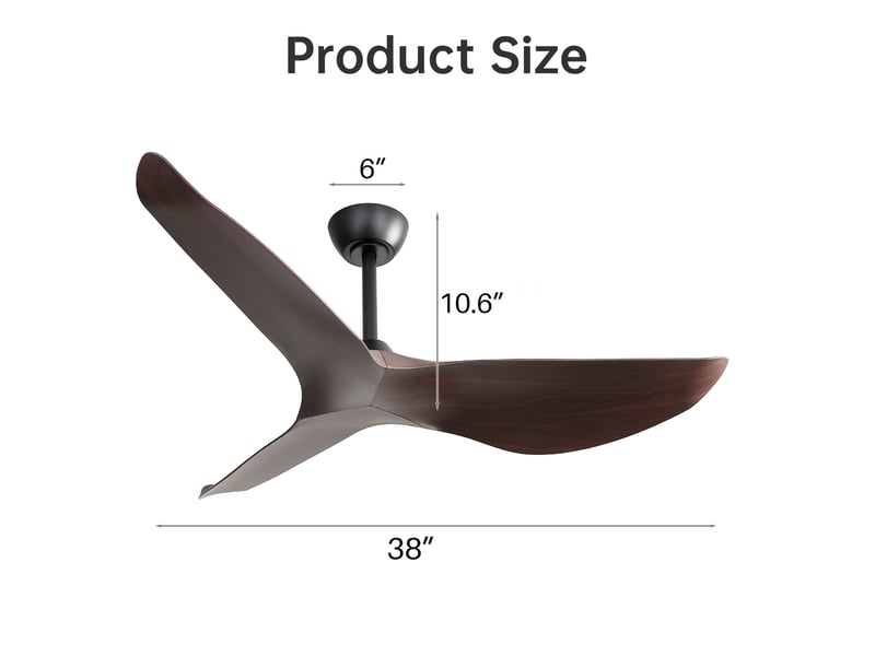 Ventilateur de plafond réversible 96,5 cm sans éclairage, 6 vitesses homvra - Conforama E