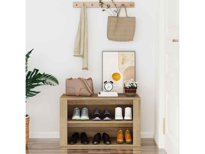  Meuble à chaussures, étagère à chaussures chêne sonoma 75x35x45 cm bois d'ingénierie  - Conforama C