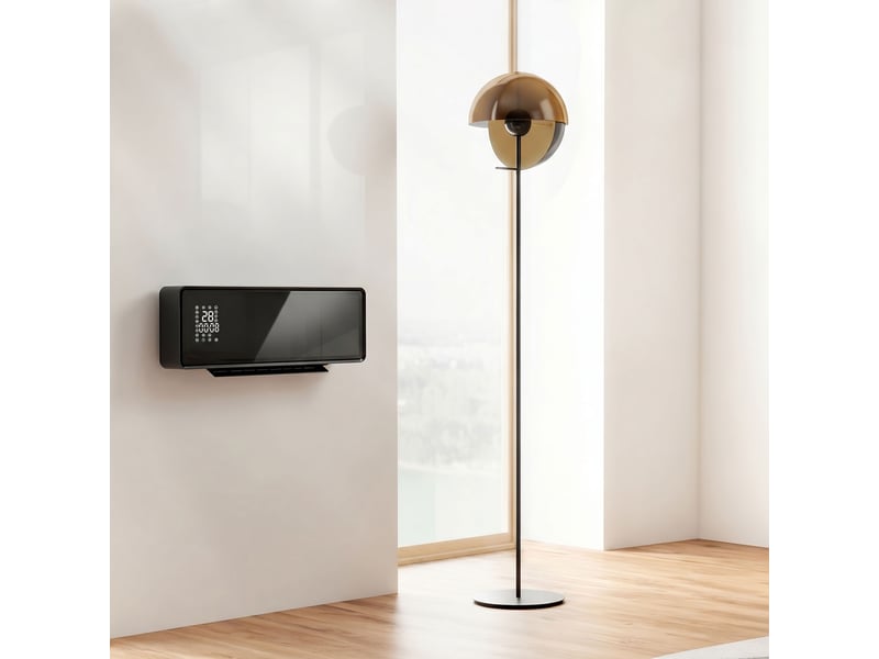  Chauffage mural en céramique 10002000w, radiateur électrique, ventilateur, thermostat, minuterie, 54x18,7x12,3cm, noir  - Conforama B